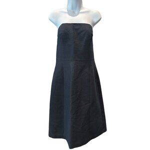 Ann Taylor Strapless Navy Fit & Flare Dress | Size 6 | Silk Blend Cocktail Class